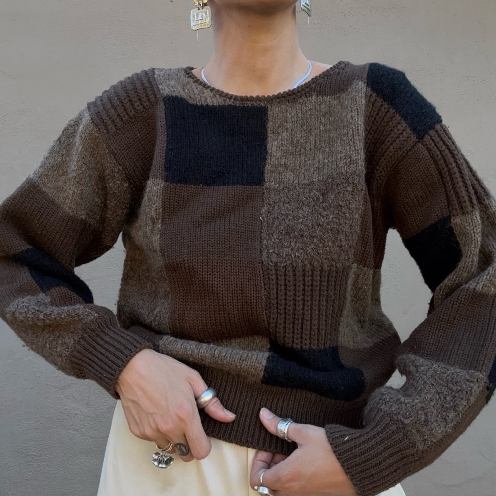 Vintage Wool Patchwork Sweater - image 1